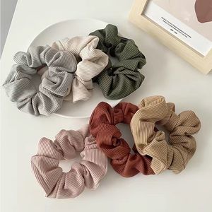 Set of Three Fall Soft Fabric Scrunchies